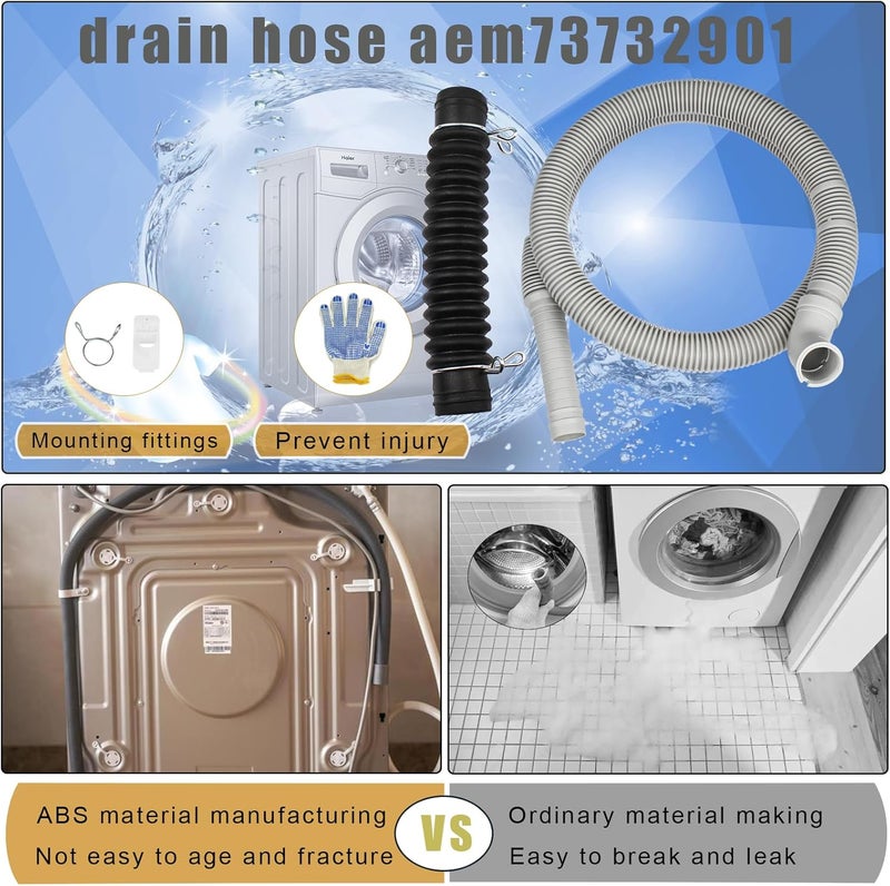 FJIAYIF Upgraded AEM73732901 Washer Drain Hose With AEM73213001 Washer Washing Machine Drain Hose Replace AEM73732901 5215EA1001A AEM73653001 AEM73732903 Compatible with LG Kenmore elite Washer Part 2-Year Qa - Image 2